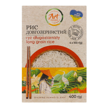 Рис довгозернистий Art Foods к/у 4х100г