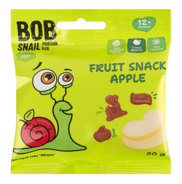 Снек фруктовий для дітей від 12міс Apple Baby Bob Snail м/у 20г