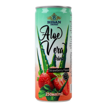 Напій безалкогольний соковий негазований з ароматом полуниці Aloe vera Bisan Drinks з/б 250мл