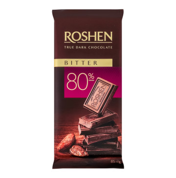 Шоколад 80% чорний Bitter Roshen м/у 85г Шоколад 80% чорний Bitter Roshen м/у 85г