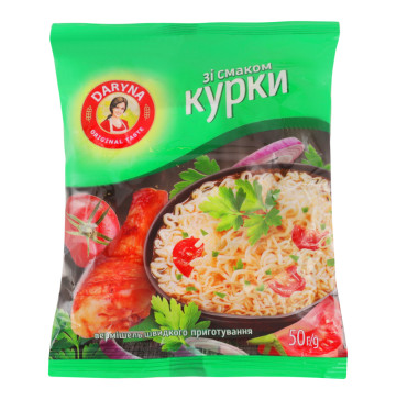 Вермішель швидкого приготування зі смаком курки Daryna м/у 50г