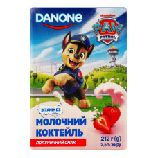 Коктейль молочний 2.5% стерилізований Полуничний Paw Patrol Danone т/п 212г