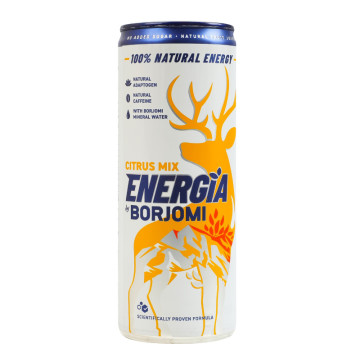 Напій безалкогольний газований тонізувальний соковий зі смаком цитрусових Energia Borjomi з/б 240мл