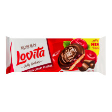 Печиво здобне з какао та желейною начинкою зі смаком вишні Lovita Jelly Cookies Roshen м/у 135г