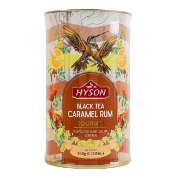 Чай чорний байховий листовий з ароматом карамелі та рому Caramel Rum Gourmet Hyson тубус 100г
