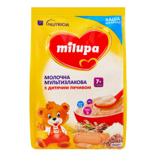 Каша молочна для дітей від 7міс суха мультизлакова з дитячим печивом Milupa м/у 210г