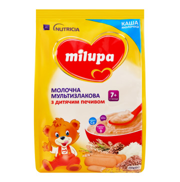 Каша молочна для дітей від 7міс суха мультизлакова з дитячим печивом Milupa м/у 210г