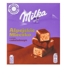 Цукерки глазуровані молочним шоколадом зі збивним корпусом зі смаком шоколаду Alpejskie mleczko Milka к/у 330г