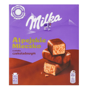 Цукерки глазуровані молочним шоколадом зі збивним корпусом зі смаком шоколаду Alpejskie mleczko Milka к/у 330г