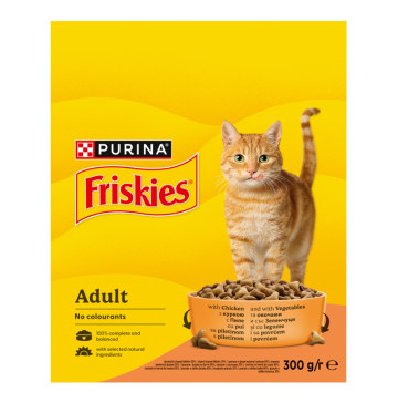 Корм сухий повнораціонний для дорослих котів з куркою та овочами Friskies к/у 300г