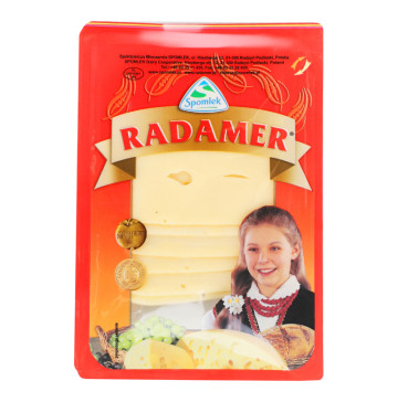 Сир 45% напівтвердий нарізка Radamer Spomlek лоток 150г