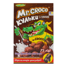 Сніданки сухі глазуровані цукровою глазур'ю Кульки з какао Mr. Croco к/у 75г