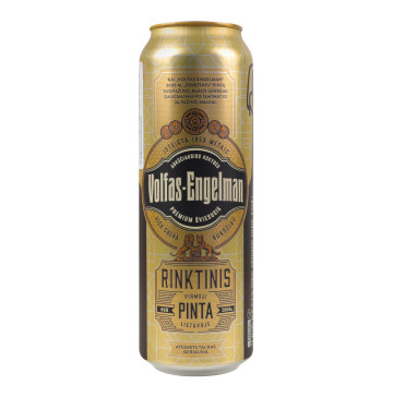 Пиво 0.568л 5.2% світле фільтроване пастеризоване Rinktinis Premium Lager Volfas Engelman з/б