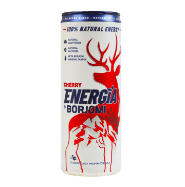 Напій безалкогольний газований тонізувальний соковий зі смаком вишні Energia Borjomi з/б 240мл