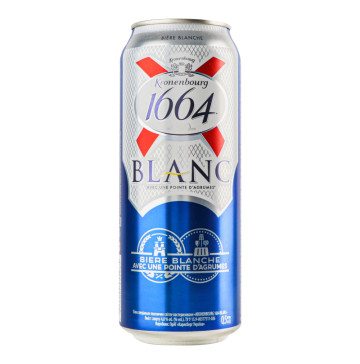 Пиво спеціальне пшеничне світле пастеризоване Kronenbourg 1664 Blanc 4.8% з/б 500мл