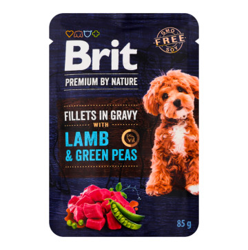 Корм вологий повнораціонний для дорослих собак усіх порід Lamb&Green peas Premium by Nature Brit д/п 85г