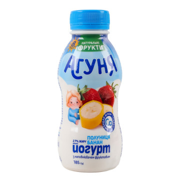 Йогурт 2.7% для дітей від 8міс з наповнювачем фруктовим Полуниця-банан Агуня п/пл 185г