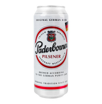 Пиво 0.5л 4.8% світле фільтроване солодове пастеризоване Pilsener Paderborner з/б