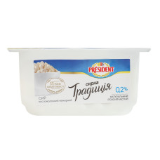 Сир кисломолочний 0.2% Творожна традиція President лоток 300г