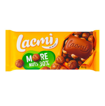 Шоколад молочний з цілими лісовими горіхами Lacmi Roshen м/у 90г