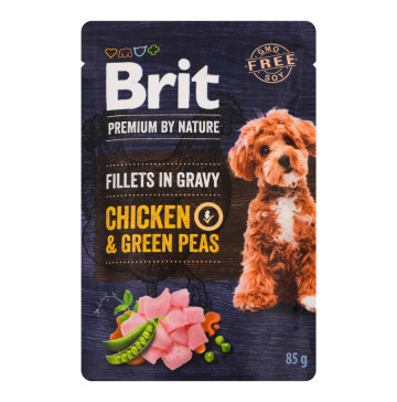 Корм вологий повнораціонний для дорослих собак усіх порід Chicken&Green peas Premium by Nature Brit д/п 85г