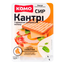 Сир 50% напівтвердий скибочки нарізані Кантрі з ароматом топленого молока Комо лоток 150г