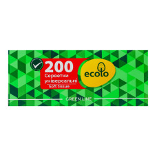 Серветки косметичні універсальні 2-х шарові 20х20см Ecolo 200шт