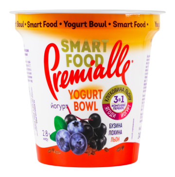 Йогурт 2.8% Бузина-лохина-льон Yogurt bowl Smart food Premialle ст 240г
