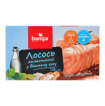 Лосось атлантичний у власному соку Banga к/у 120г