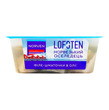 Оселедець філе-шматочки в олії Lofoten Norven лоток 280г
