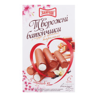 Батончики творожні 23% в глазурі з ароматом карамелі з цукром і ароматом ванілі Злагода к/у 6х20