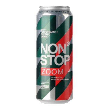 Напій енергетичний безалкогольний сильногазований Zoom Non Stop з/б 500мл