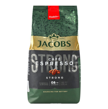 Кава натуральна смажена в зернах Strong Espresso Jacobs м/у 500г