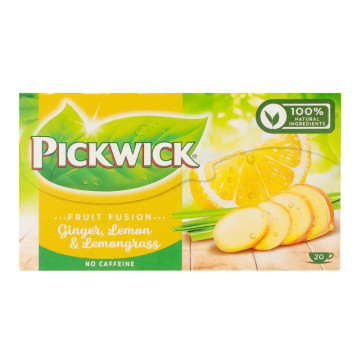 Чай фруктово-трав'яний ароматизований Ginger Lemon&Lemongrass Fruit Fusion Pickwick к/у 20х2г
