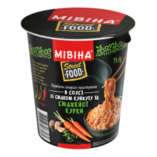 Вермишель быстрого приготовления острая в соусе со вкусом кунжута и жареной курицы Street Food Мівіна ст 75г
