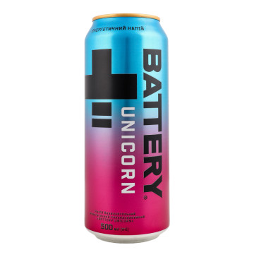 Напій енергетичний безалкогольний сильногазований Unicorn Battery з/б 500мл