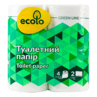 Папір туалетний 2-х шаровий Green line Ecolo 4шт