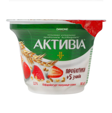 Біфідойогурт 2.2% Полуниця-злаки Активіа ст 180г