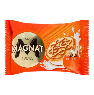 Морозиво сендвіч на печиві з комбінованим складом сировини Double caramel spicy cookies Magnat м/у 70г
