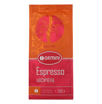 Кава натуральна смажена в зернах Espresso Gemini м/у 250г