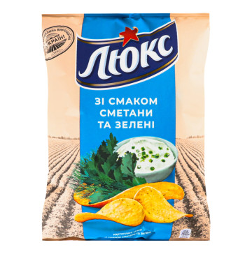 Чіпси картопляні зі смаком сметани та зелені Люкс м/у 125г