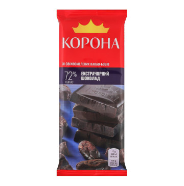 Шоколад 72% екстрачорний Корона м/у 85г