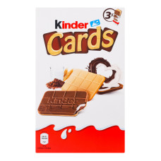 Вафлі з молочною і какао начинкою Cards Kinder к/у 3х25.6г Вафлі з молочною і какао начинкою Cards Kinder к/у 3х25.6г