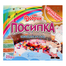 Посипка кондитерська з натуральними барвниками 5 кольорів Добрик к/у 5х5г