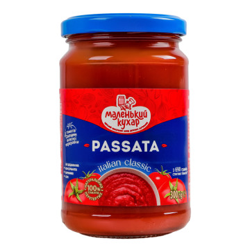 Пюре томатне 10% натуральне стерилізоване з перетертих томатів Passata Маленький кухар с/б 300г