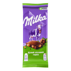 Шоколад молочний Цілий лісовий горіх Milka м/у 90г