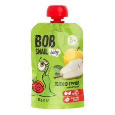 Пюре для дітей від 5міс фруктове Яблуко-груша Baby Bob Snail д/п 90г