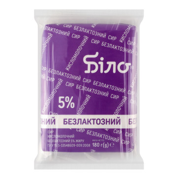 Сир кисломолочний 5% безлактозний Біло м/у 180г