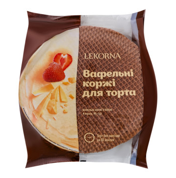 Коржі вафельні для торта з додаванням какао Lekorna м/у 90г