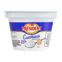 Сметана 15% President ст 180г